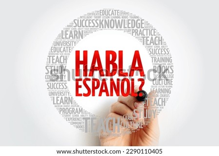 Habla Espanol? (Speak Spanish?) word cloud, education business concept