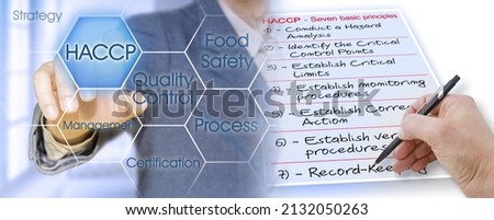 HACCP (Hazard Analyses and Critical Control Points) - Food Safety and Quality Control in food industry concept with business manager and seven basic principles about HACCP plans

