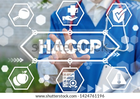 HACCP Hazard Analysis Critical Control Point Medical concept. Safety Food Healthcare Certification. Healthy Nutrition Standards.