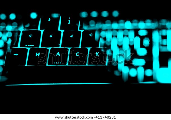 Hack Text On Illuminated Buttons Keyboard Stock Photo Edit Now 411748231