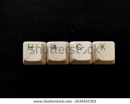 HACK word is written with computer keys button.