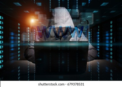 Hacker accessing to personal data information with a computer in a dark room 3D rendering