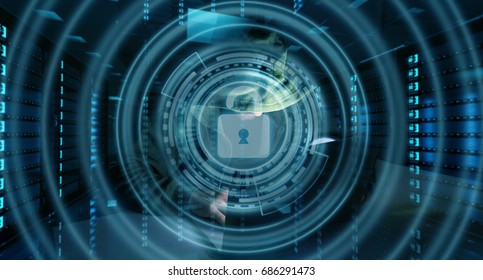 Hacker accessing to personal data information with a computer in a dark room 3D rendering