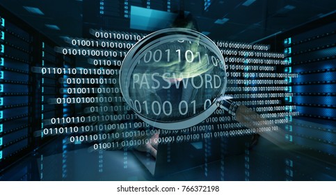 Hacker accessing to personal data information with a computer in a dark room 3D rendering