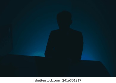 Hacker code in laptop. Cyber security, privacy or hack threat. Coder or programmer writing virus software, malware, internet attack or developing digital design. Green web data in computer screen.