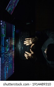 Hacker Coding At Night Cybersecurity Concept