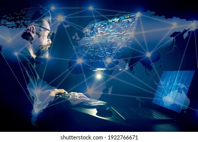 hacker coding at night cybersecurity concept - Shutterstock ID 1922766671