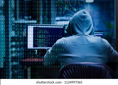 A hacker or cracker tries to hack a security system to steal or destroy critical information. Or a ransom of important information of the company. - Shutterstock ID 1124997365