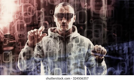 Hacker cyber attack, zero one abstract background