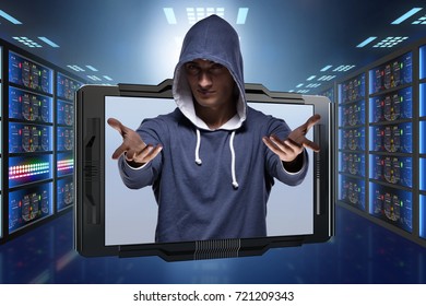 Hacker hacking corporate computer system