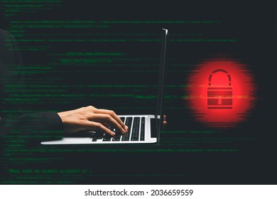 Hacker Hand Using Keyboard Typing Bad Data Into Laptop Computer Online System And Spreading To Global Stolen Personal Information.