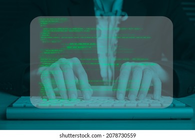 Hacker Hand Using Keyboard Typing Bad Data Into Computer Online System And Spreading To Global Stolen Personal Information, Fingerprint.