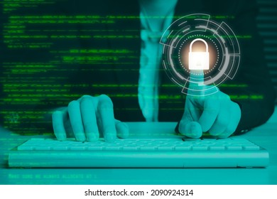 Hacker Hand Using Keyboard Typing Bad Data Into Laptop Computer Online System And Spreading To Global Stolen Personal Information, Fingerprint.	