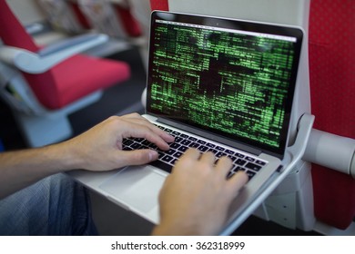  hacker hands with binary codes on monitor
