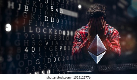 Hacker hunting for code concept