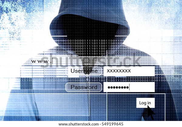 Hacker With Log On Screen,Computer Fraud\
Concept Background