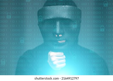 Hacker In Mask, Internet Security, Protection Against Server Hacking, Personal Information, Cyber Crime