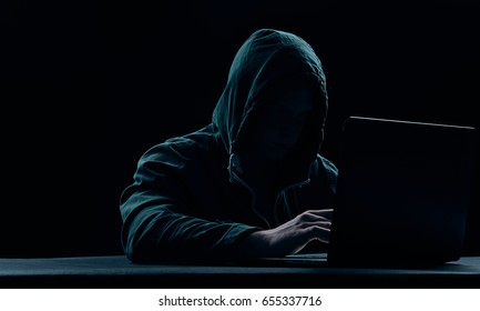 Hacker Hacks Computer Networks Hacker Hood Stock Photo 651603967 