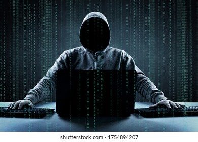 Hacker prints a code on a laptop keyboard to break into a cyberspace