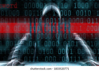 Hacker prints a code on a laptop keyboard to break into a cyberspace