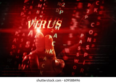 hacker push virus command with graphic user interface around