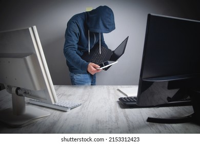  Hacker Stealing Information From The Office Computer. Hacking, Criminal