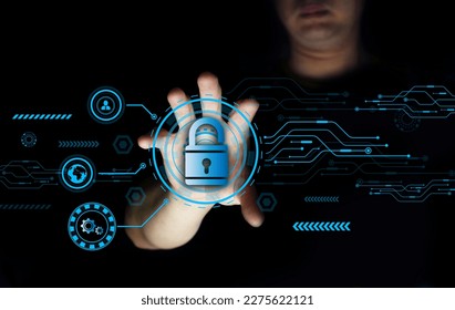 hacker try to access cyber security via internet network login and circuit connect to server get digital key system on website by malware virus in crime technology concept in dark background