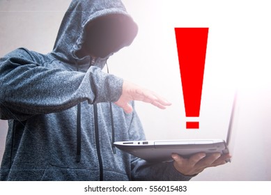 hacker at work with graphic user interface around