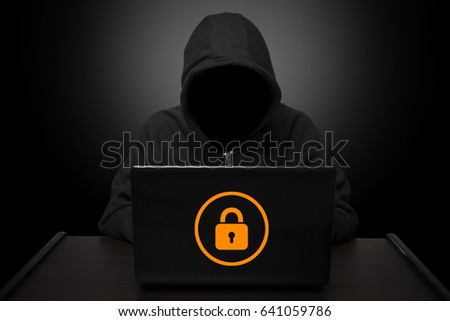 Hackers attack ransomware with hard disk locking. Cyber attack concept
