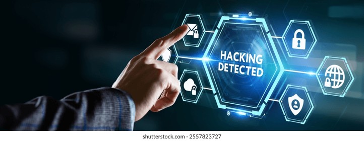 Hacking Detected. Concept meaning activities that seek to compromise affairs are exposed Entering New Programming Codes.
