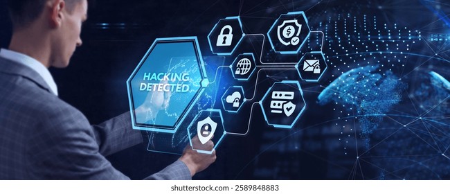 Hacking Detected. Concept meaning activities that seek to compromise affairs are exposed Entering New Programming Codes.