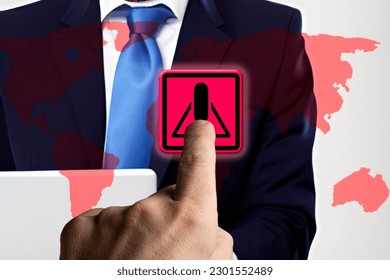 Hacking personal data warning. Cyber attack on network, virus, leak attention.
