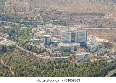 Hadassah Medical Center In Ein-Kerem, Jerusalem. September 2012. Hadassah Hospital Stock Image, Aerial View.