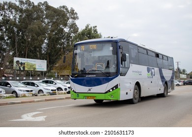 Hadera, Israel - 1 5 2022: Intercity Bus By 