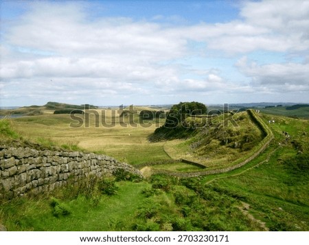 hadrian wall, landscape, stone wall