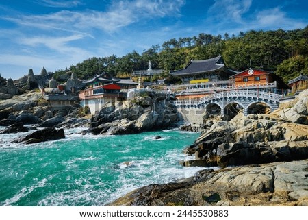 Haedong Yonggungsa Temple on sea shore. Busan, South Korea