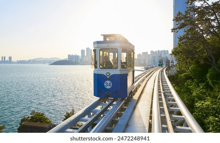 Haeundae Blue Line Park, the most popular sky capsule train among tourists in Busan, South Korea