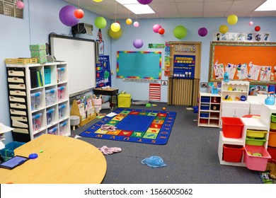 Hagerstown, Maryland / USA - November 11 2019: Messy Pre-k Classroom.