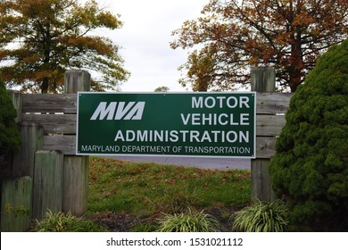 Hagerstown, Maryland / USA - October 13 2019: Motor Vehicle Administration; MVA. Maryland Department Of Transportation. Washington County.