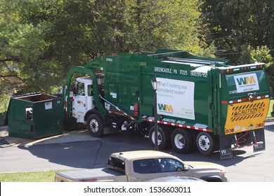 Hagerstown, Maryland / USA: October 18 2019: Waste Management Truck.