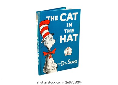 HAGERSTOWN, MD - MARCH 6, 2015: Image Of The Cat In The Hat Book By Dr. Seuss. Dr. Seuss Is Widely Know For His Children's Books.