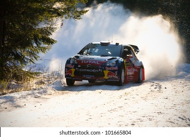 HAGFORS, SWEDEN - FEB 9: LOEB Sebastien  In His Citroen DS3 WRC During The Shakedown Stage In  Rally Sweden 2012 In Hagfors , Sweden On Feb 9, 2012