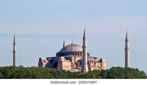 Hagia Sophia Or Ayasofya Mosque View From Karakoy In Istanbul.