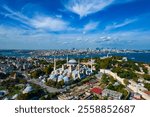 Hagia Sophia Mosque (Ayasofya Cami) Drone Photo, Sultanahmet Square Fatih, Istanbul Turkiye (Turkey)