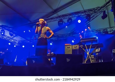 The Hague, Netherlands - 12 June 2010 :the Famous Dutch Blond Women Singer Wende Snijders On Stage During A Concert In A Music Venue