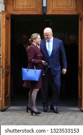 The Hague, The Netherlands - February 22, 2019: Minister Of Agriculture, Nature And Food Quality, Carola Schouten And Minister Of Justice, Ferdinand Grapperhaus, Leaving The Council Of Ministers