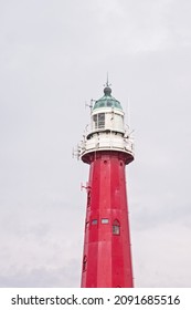 THE HAGUE, THE NETHERLANDS, JULY 3, 2021, Head of Scheveningen lighthouse on a cloudy day. The HAgue, 3 July 2021
