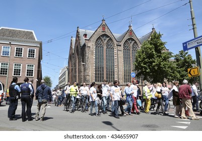 The Hague, Netherlands - June 9 2016: Demonstration of employees of the European Patent Office. The protest is against the dismissal  and degrade of colleagues for having criticized their employer