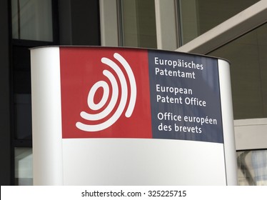 the hague, Netherlands-october 8, 2015: Sign in front of the European Patent Office