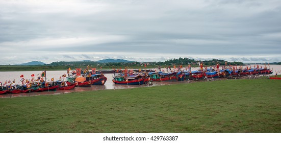 HAI DUONG, VIETNAM, February 17, 2016, Battle Fleet, In The River (Luc Dau Giang), The Festival Winning The Mongol Invaders, From The General Tran Hung Dao, Hai Duong, Vietnam